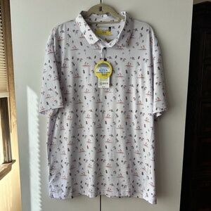Jack Nicklaus Eco Choice Golf Polo Short Sleeve Mens XL White Palm Pineapple NEW